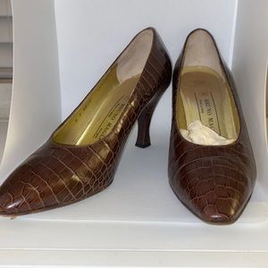 Bruno Magli crocodile embossed leather pumps